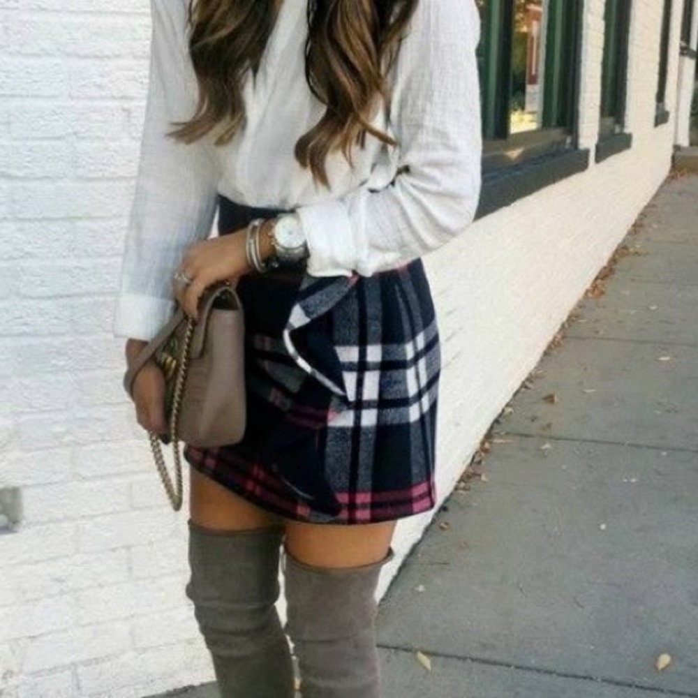 J. Crew Mercantile wool plaid ruffle skirt